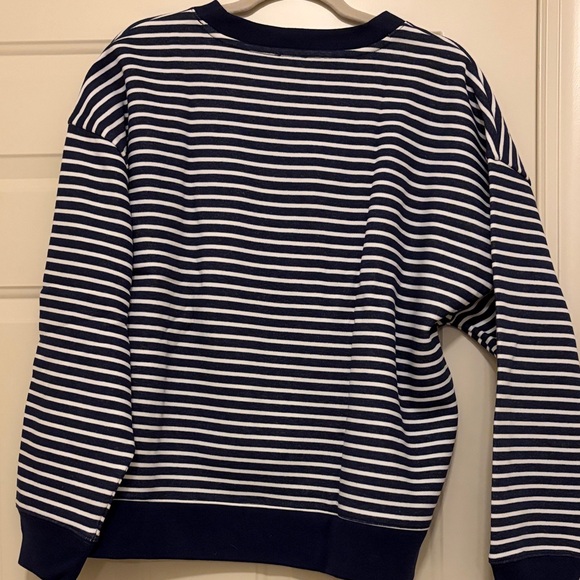 J. Crew Antique Navy/White Striped Crewneck Pullover Sweatshirt/NWT/XL - Picture 12 of 12